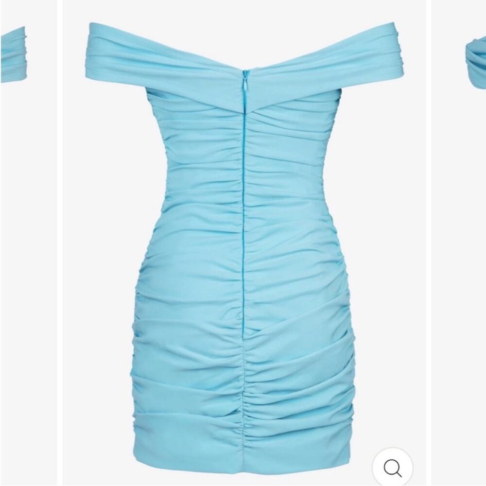 Elegant Off-Shoulder Blue Mini Dress - Picture 3 of 8